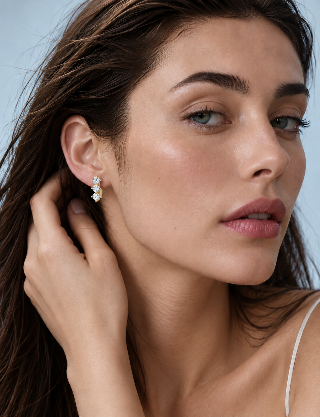 Seraphina Triple Diamond Huggie Earrings