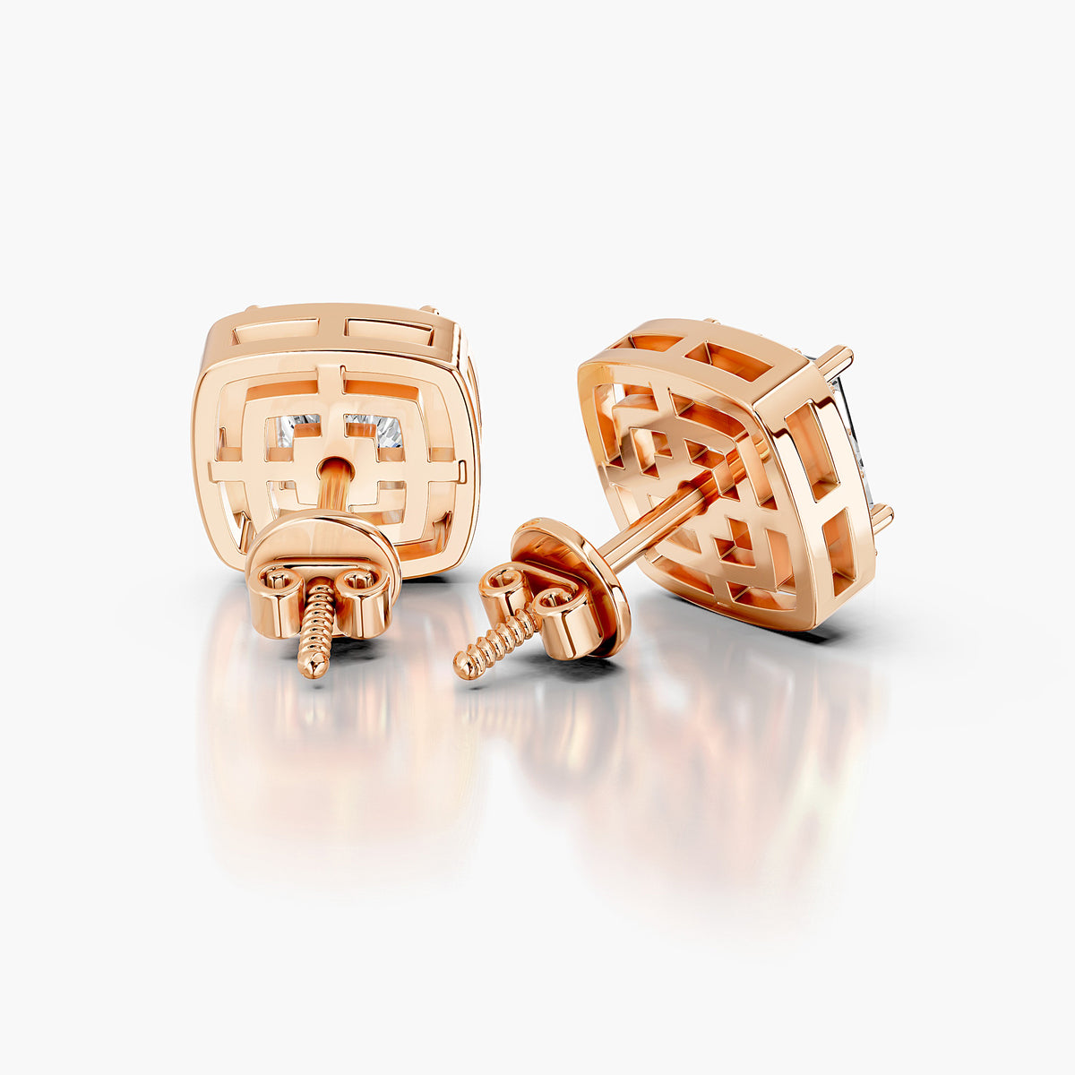 Seraphina Princess Halo Diamond Stud Earrings