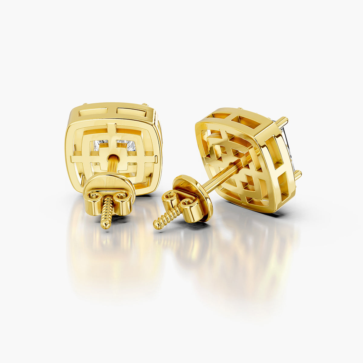 Seraphina Princess Halo Diamond Stud Earrings