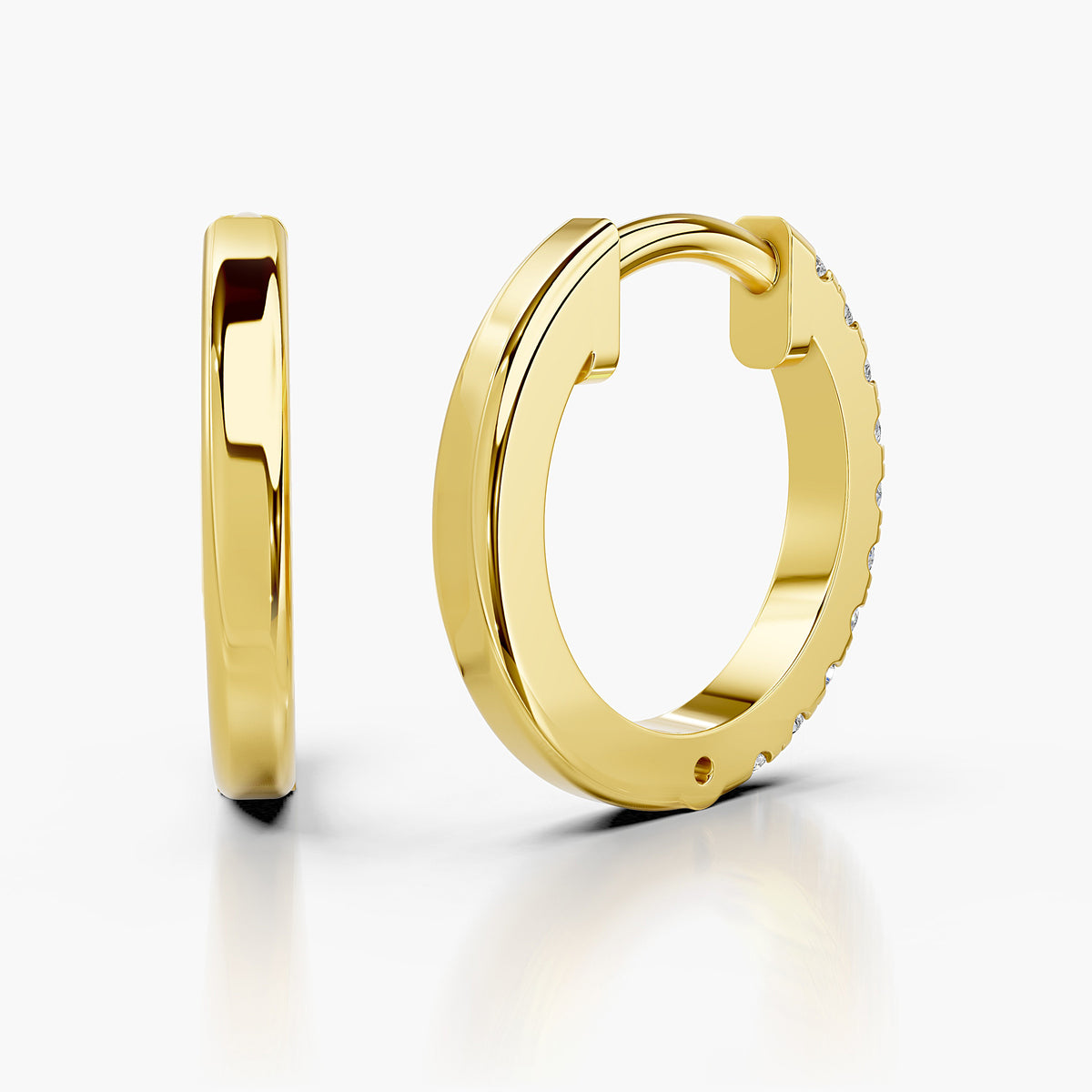 Amara Round Diamond Huggie Hoop Earrings