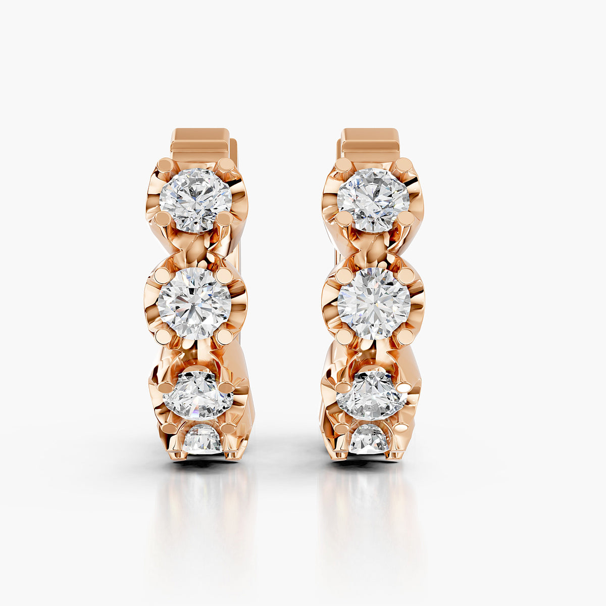 Sunburst Diamond Hoop Earrings
