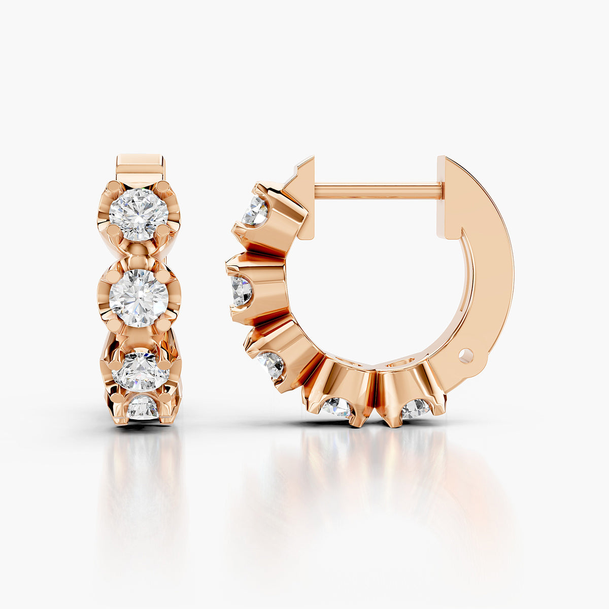 Sunburst Diamond Hoop Earrings