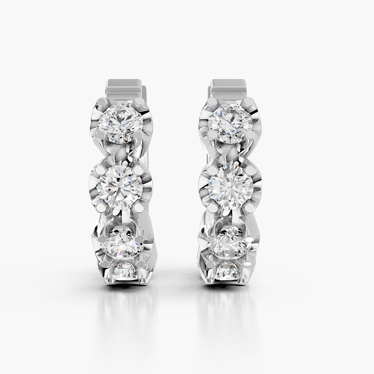 Sunburst Diamond Hoop Earrings
