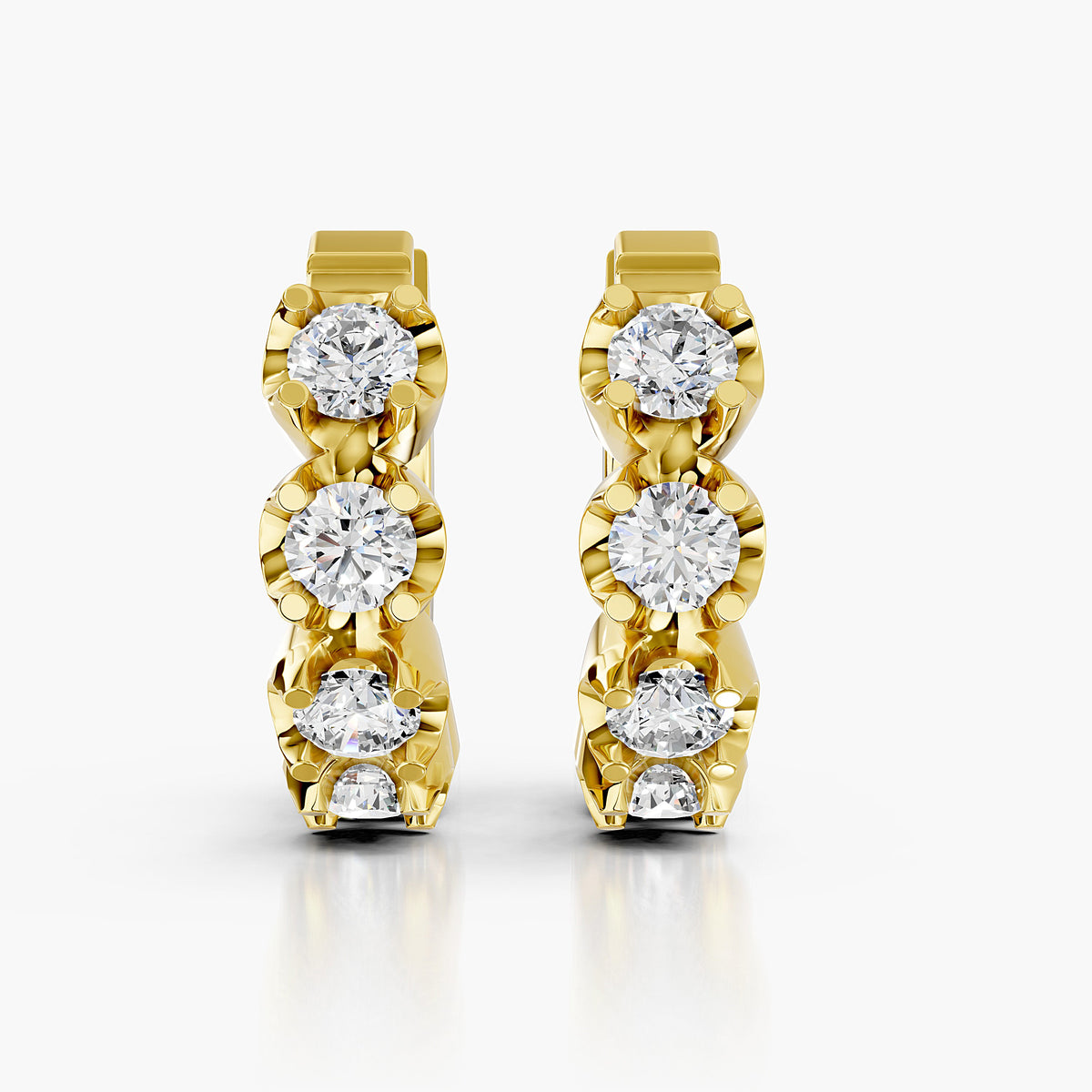 Sunburst Diamond Hoop Earrings