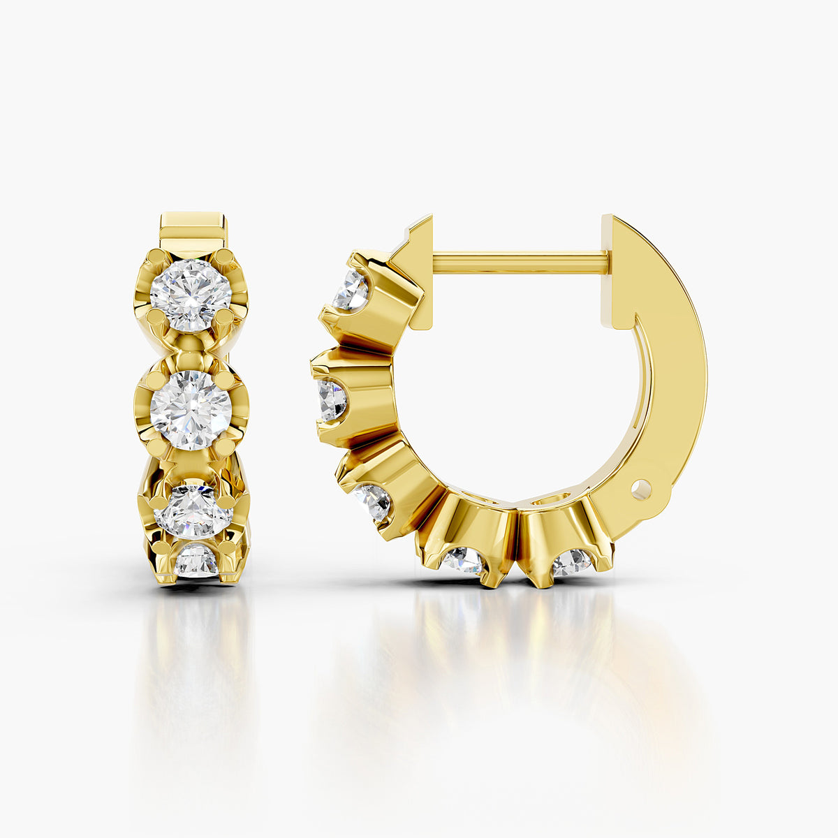 round diamond Hoop Earring