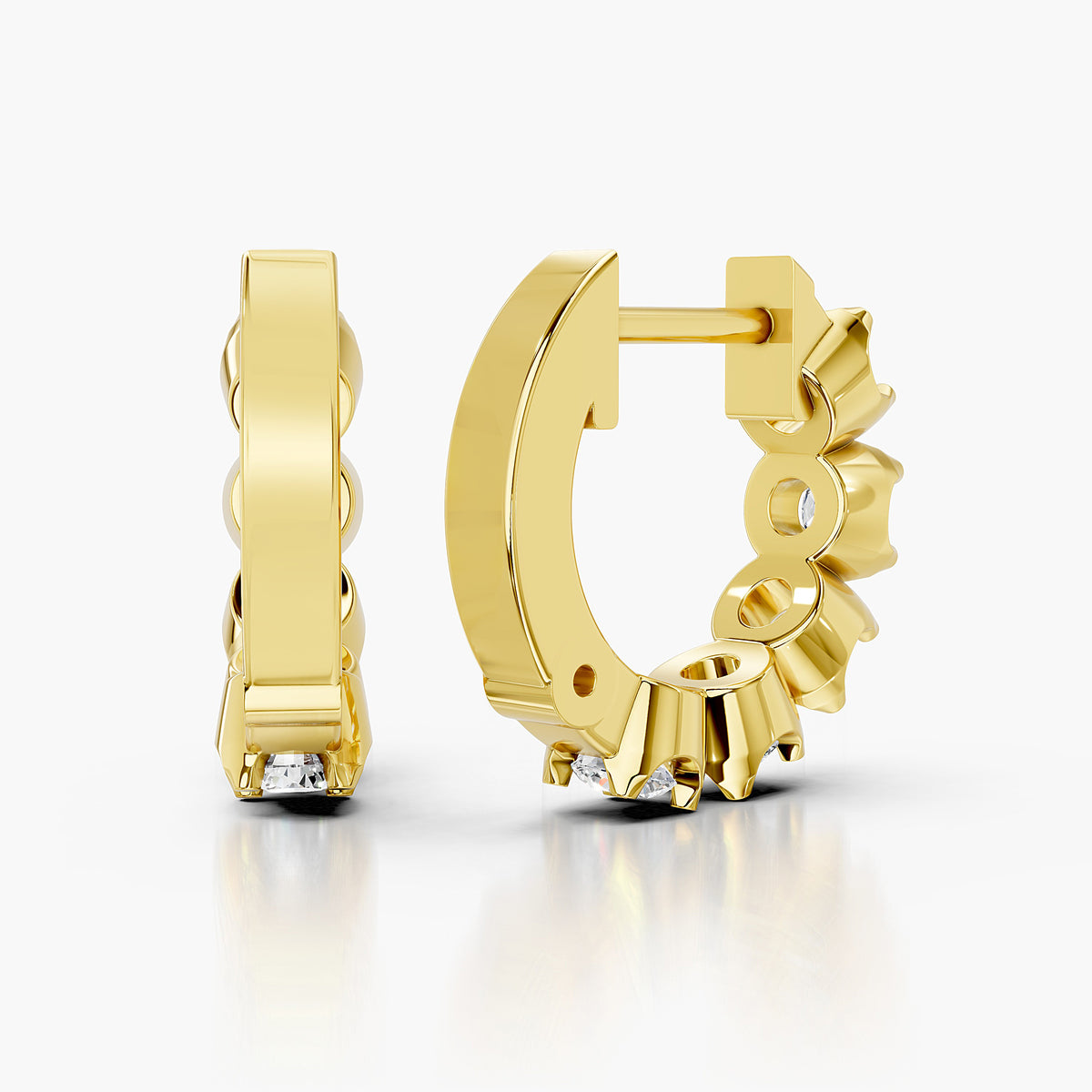 Sunburst Diamond Hoop Earrings