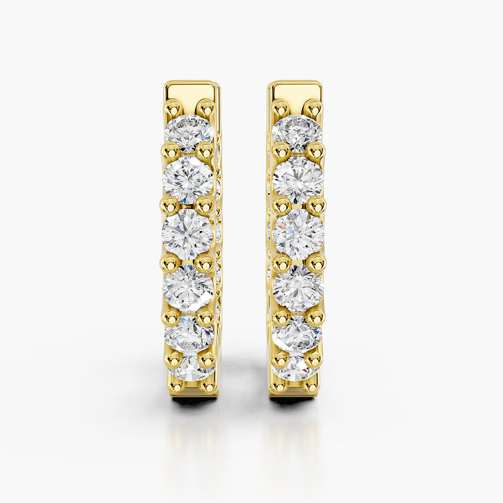 Seraphina Double Row Diamond Huggie Earrings in Yellow Gold