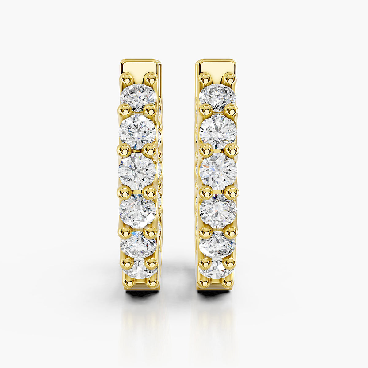 Seraphina Double Row Diamond Huggie Earrings in Yellow Gold