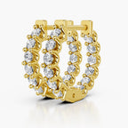 Close-Up of Seraphina Double Row Round Diamond Huggie Earrings