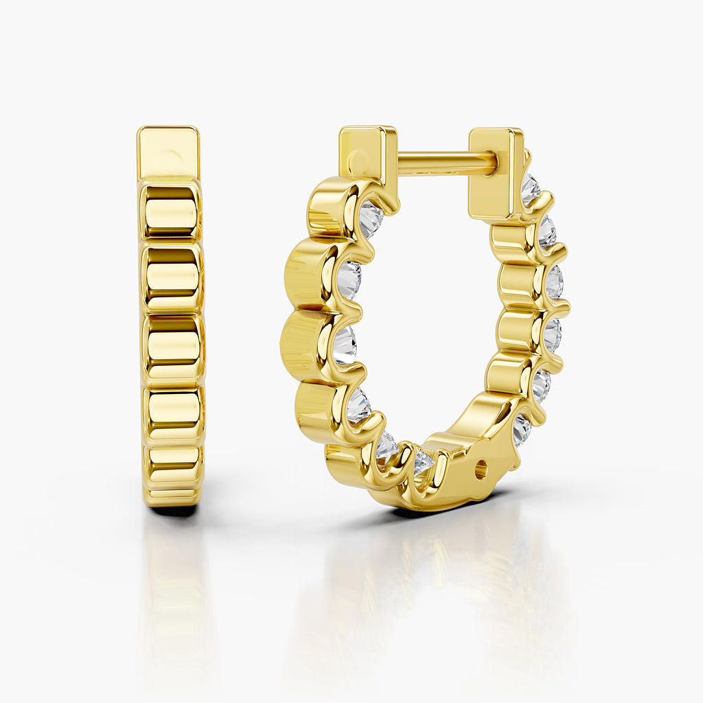 Seraphina Diamond Huggies Showing Detailed Gold Prong Setting