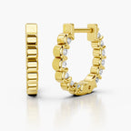 Seraphina Diamond Huggies Showing Detailed Gold Prong Setting