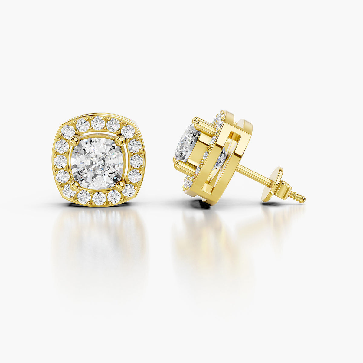 Celestine Cushion Diamond Halo Earrings