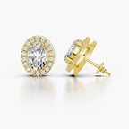 Oval diamond halo earrings with brilliant sparkle