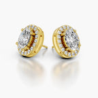 Round diamond solitaire stud earrings in yellow gold