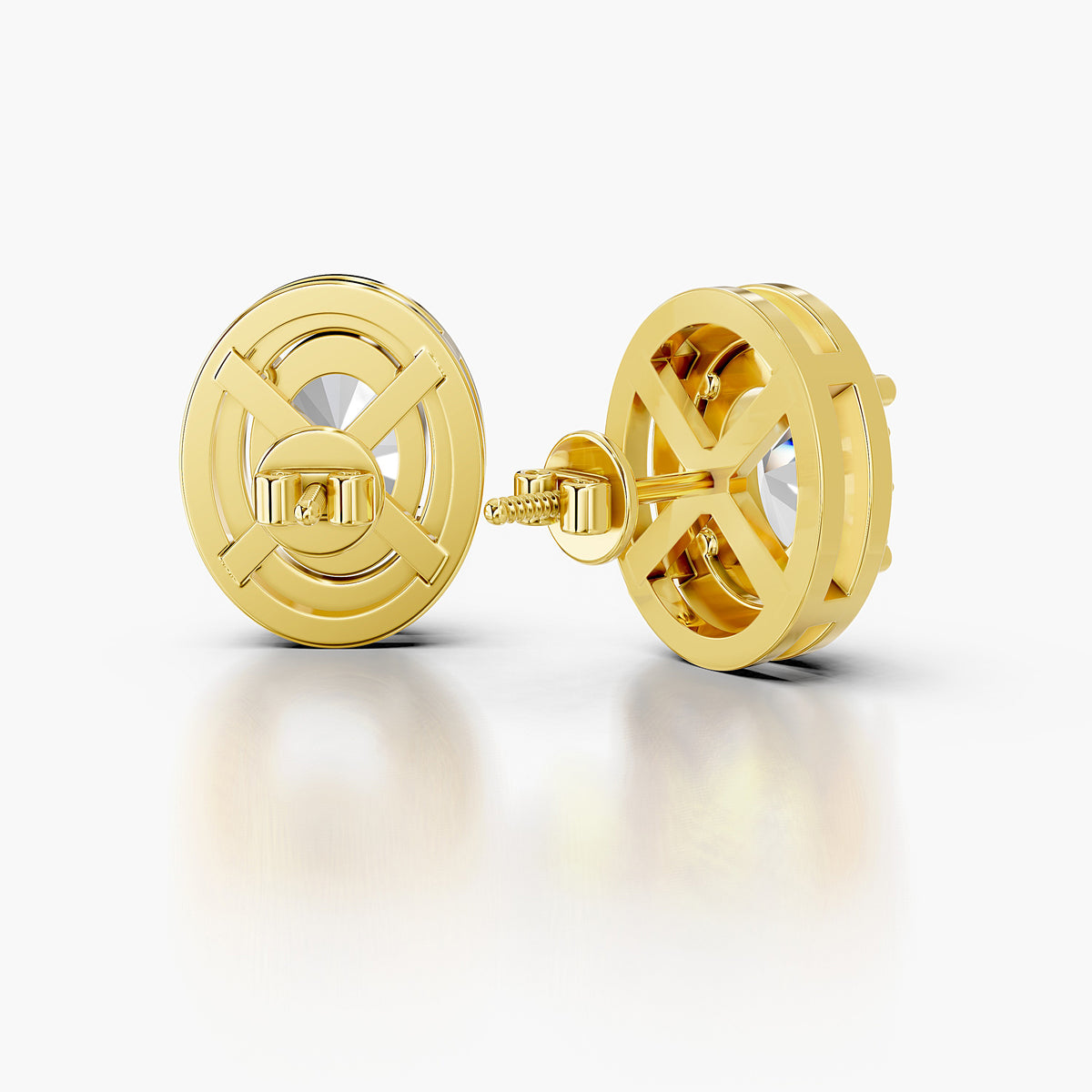 Oval diamond earrings with a classic halo setting