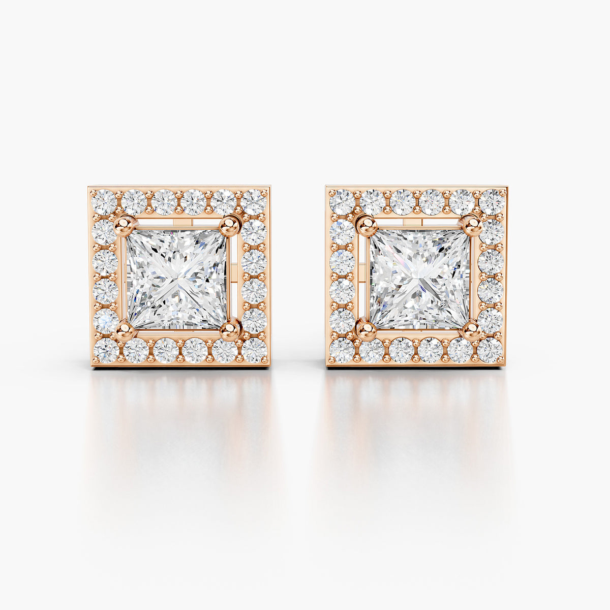 Valentina Princess Diamond Halo Earrings