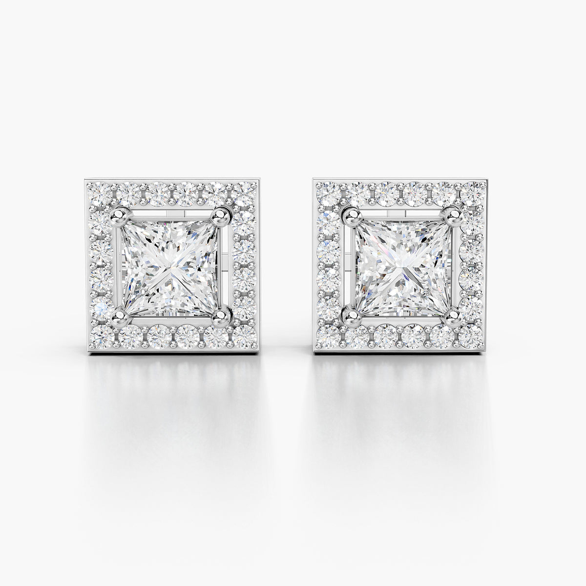 Valentina Princess Diamond Halo Earrings