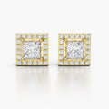 Valentina Princess Diamond Halo Earrings