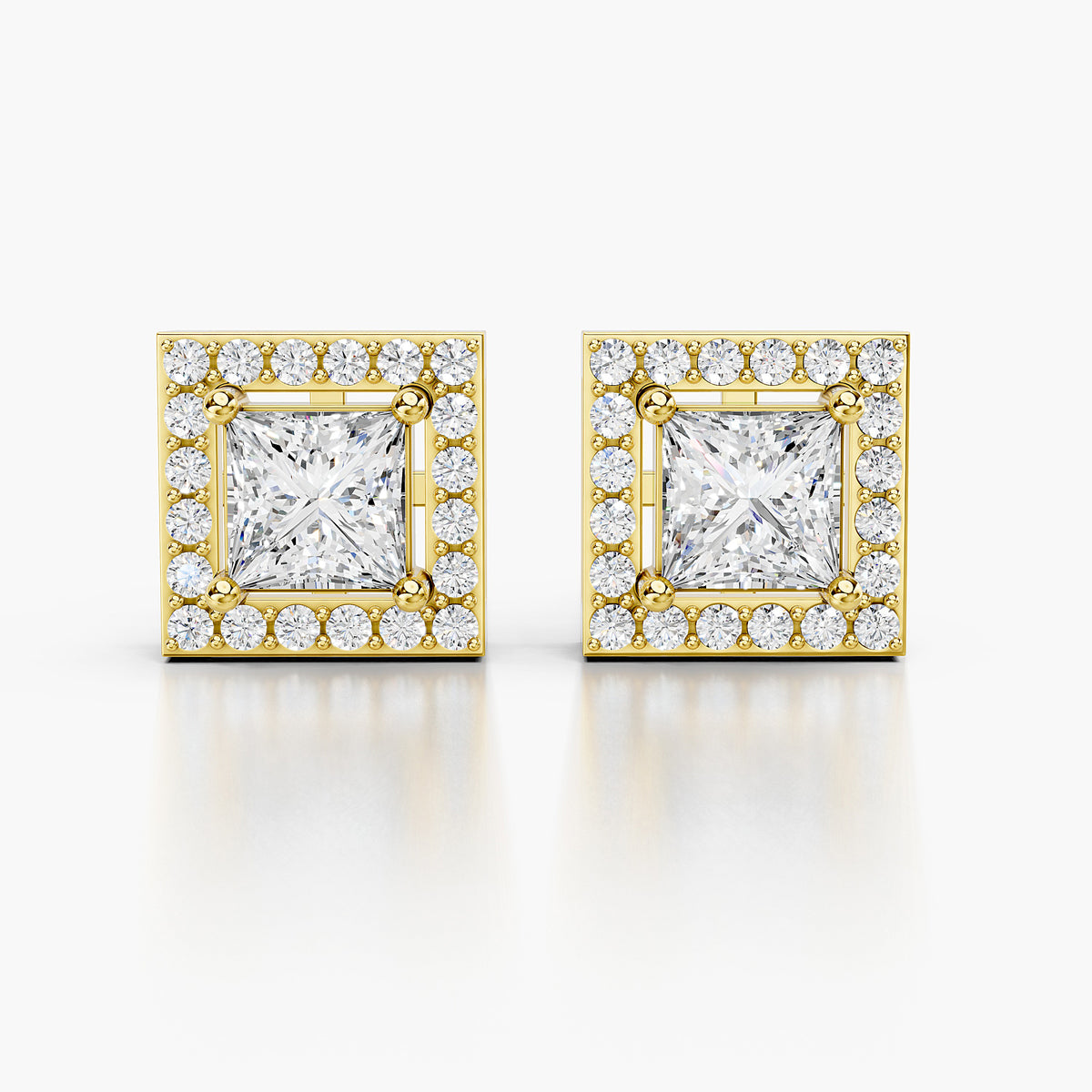 Valentina Princess Diamond Halo Earrings
