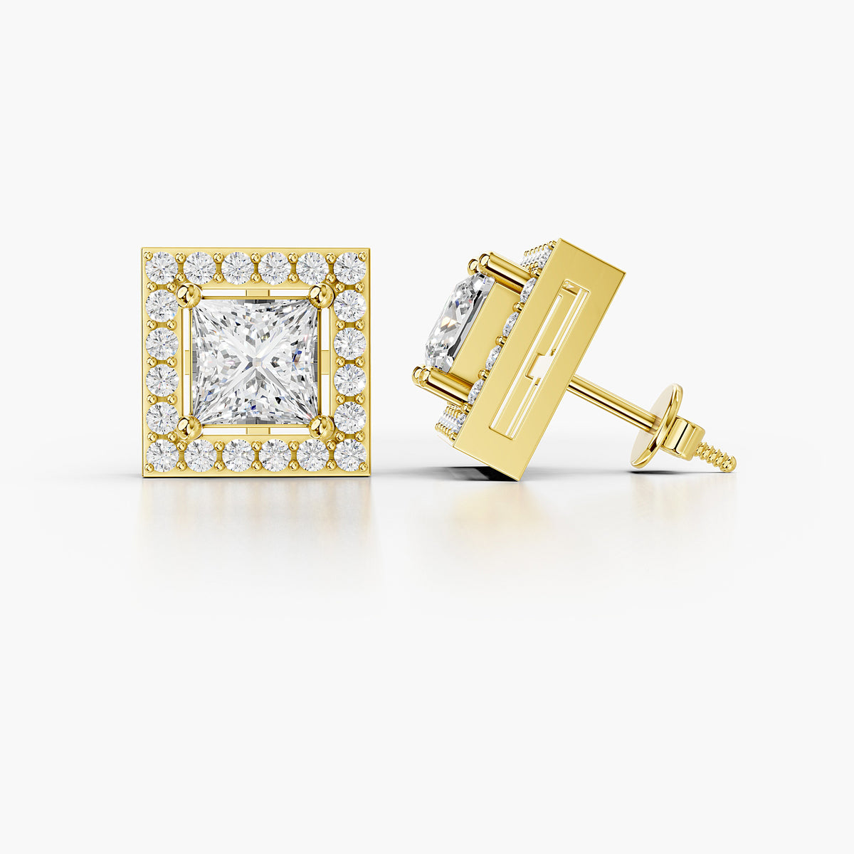 Valentina Princess Diamond Halo Earrings