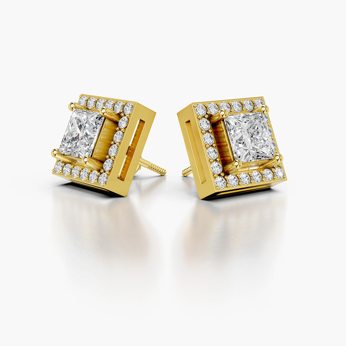 Valentina Princess Diamond Halo Earrings