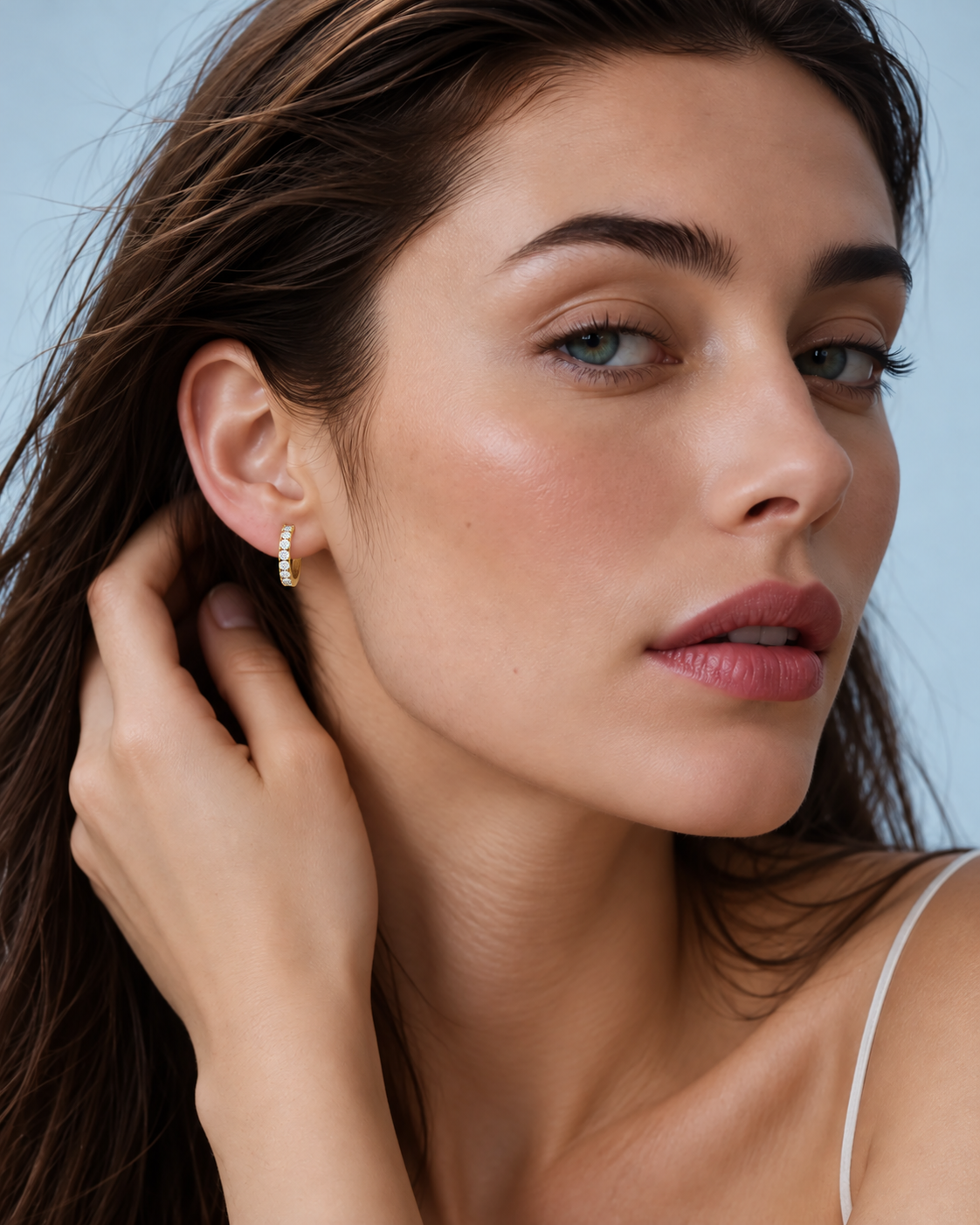 Serenelle Round Diamond Eternity Hoop Earrings