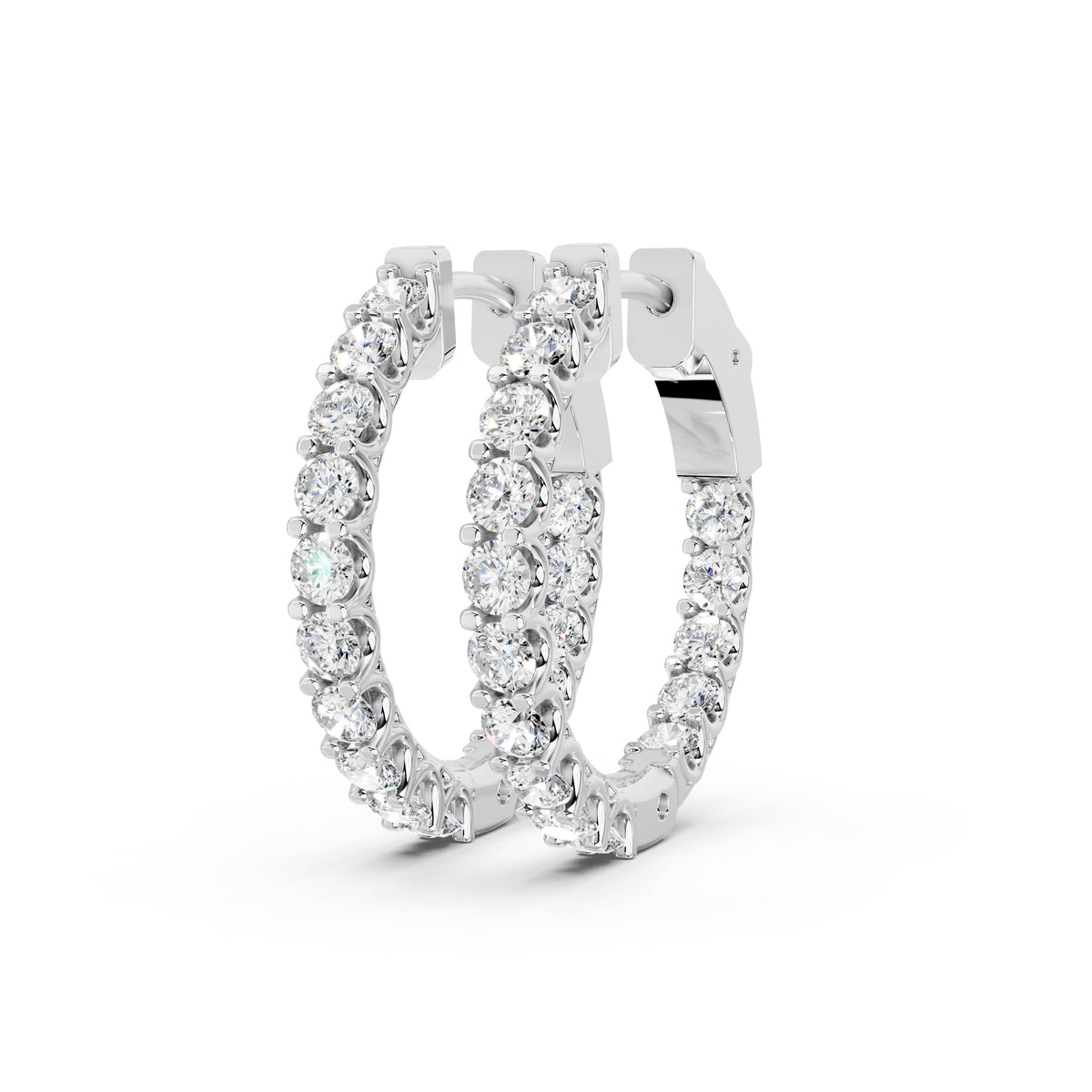 Serena Double Row Diamond Hoop Earrings