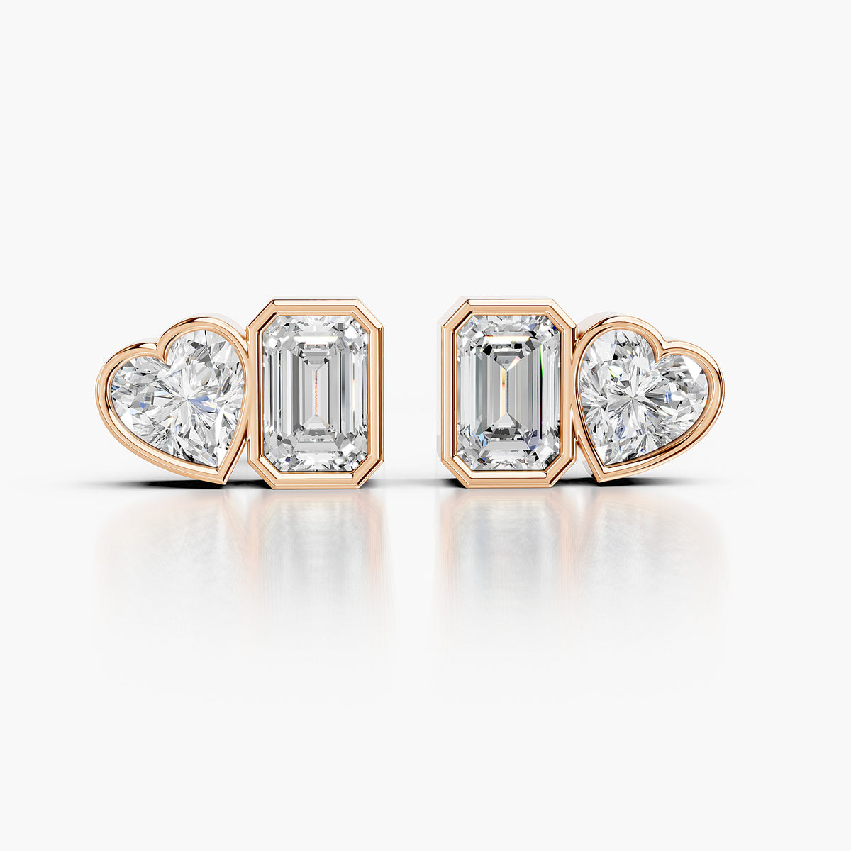 Amorette Heart & Emerald Diamond Studs Earrings
