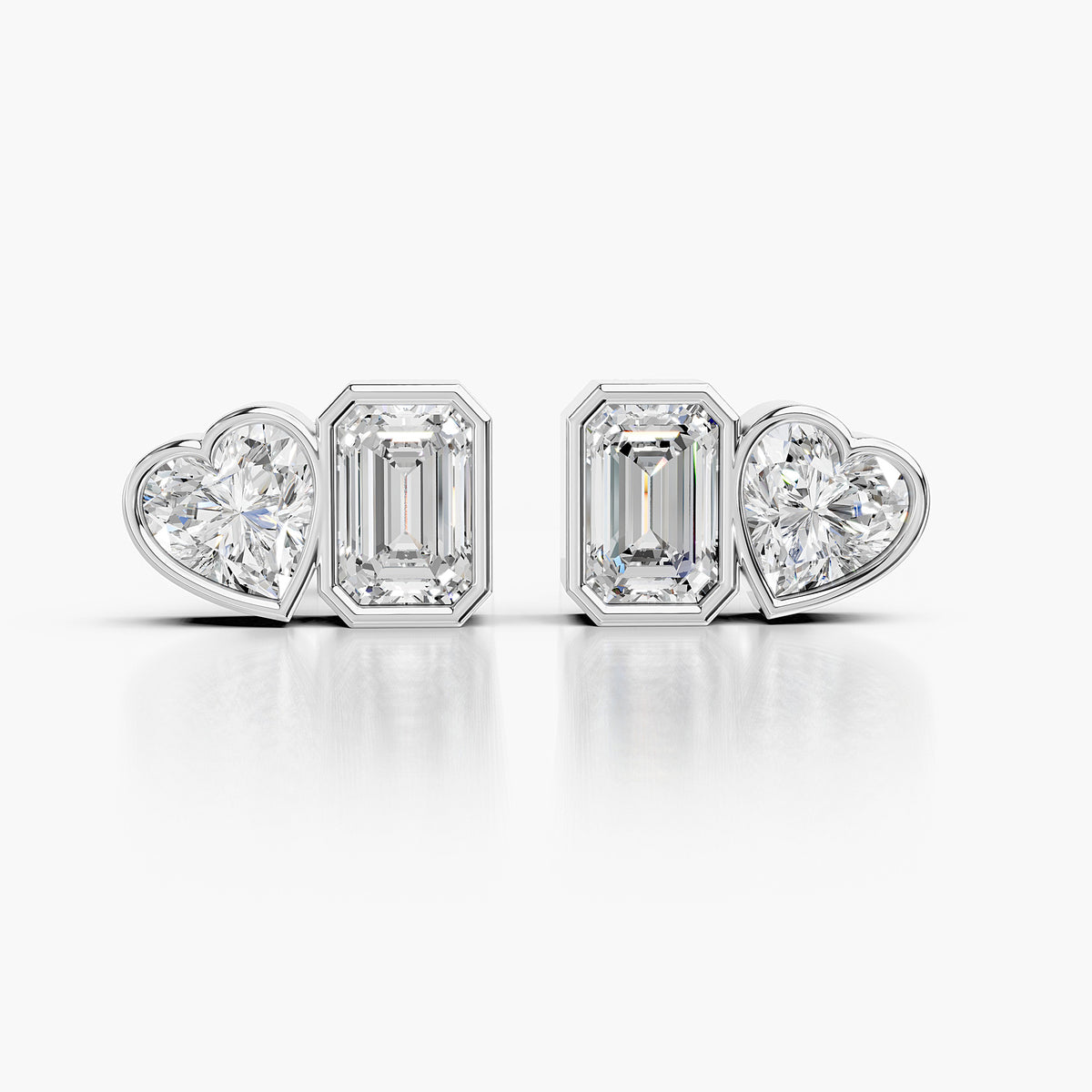 Amorette Heart & Emerald Diamond Studs Earrings