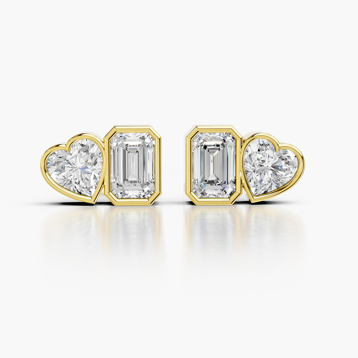 Amorette Heart & Emerald Diamond Studs Earrings