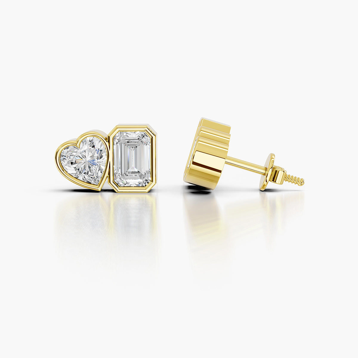 Amorette Heart & Emerald Diamond Studs Earrings
