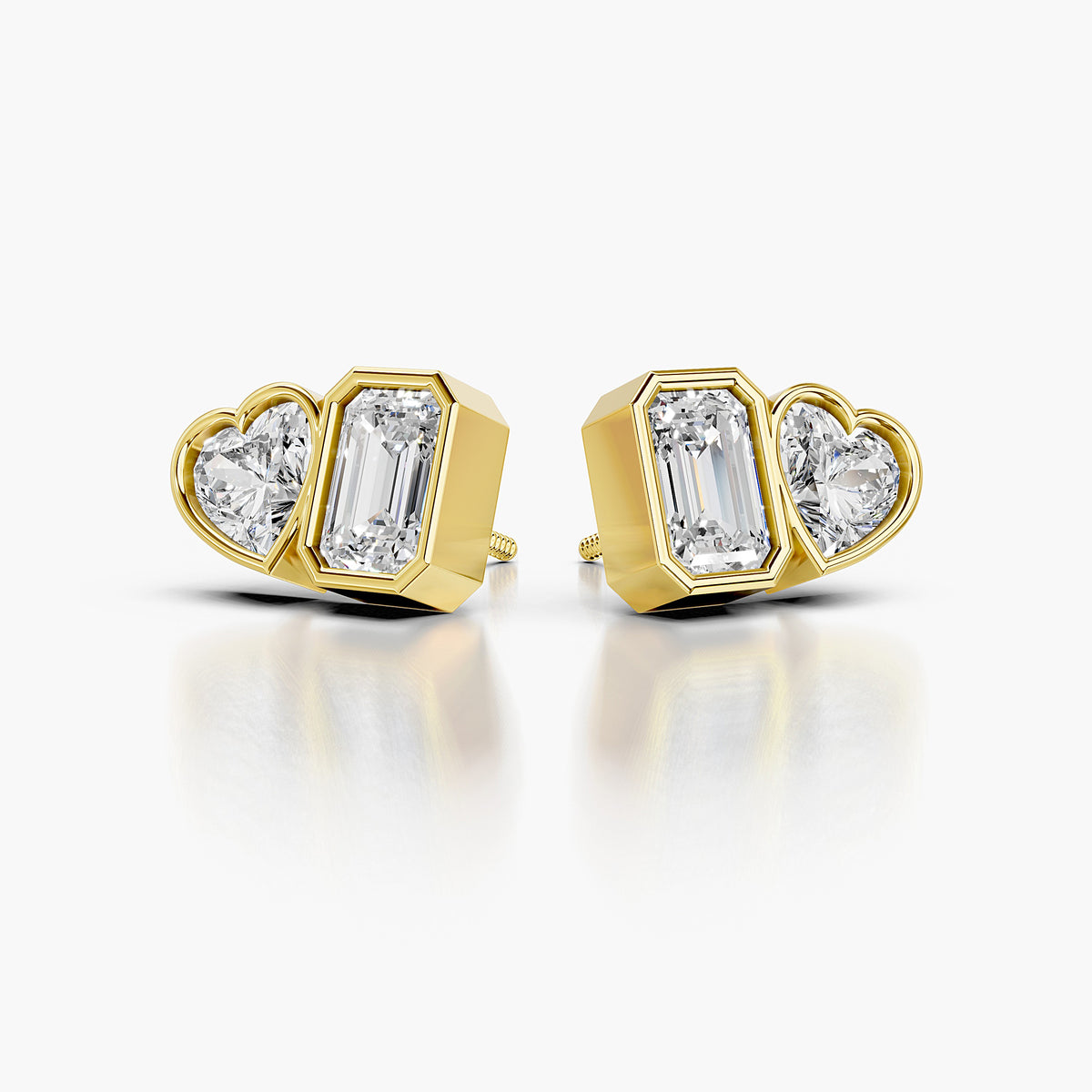Amorette Heart & Emerald Diamond Studs Earrings