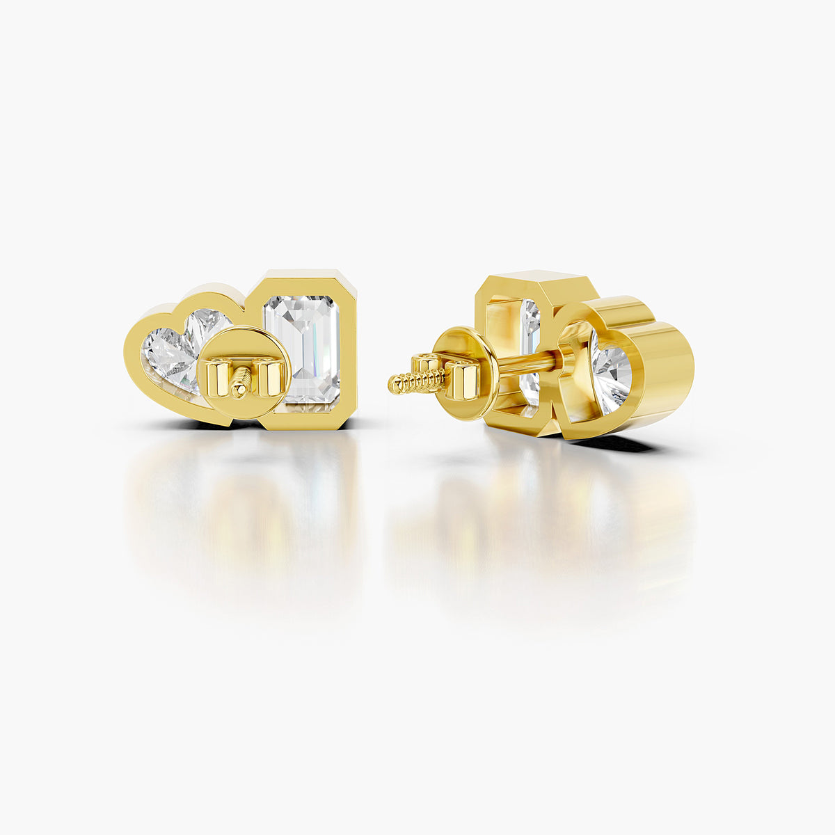 Amorette Heart & Emerald Diamond Studs Earrings