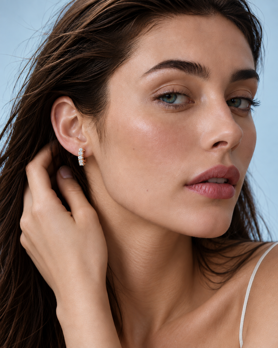 Aria Round Diamond Hoop Earrings