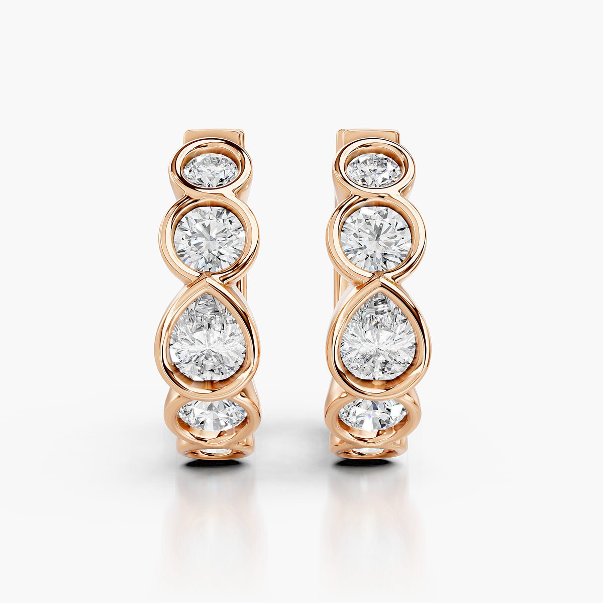 Elodie Mixed-Cut Diamond Hoops Earrings