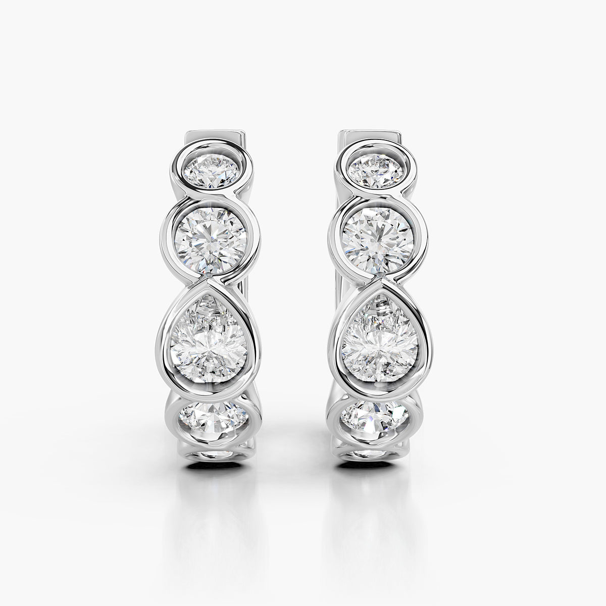 Elodie Mixed-Cut Diamond Hoops Earrings