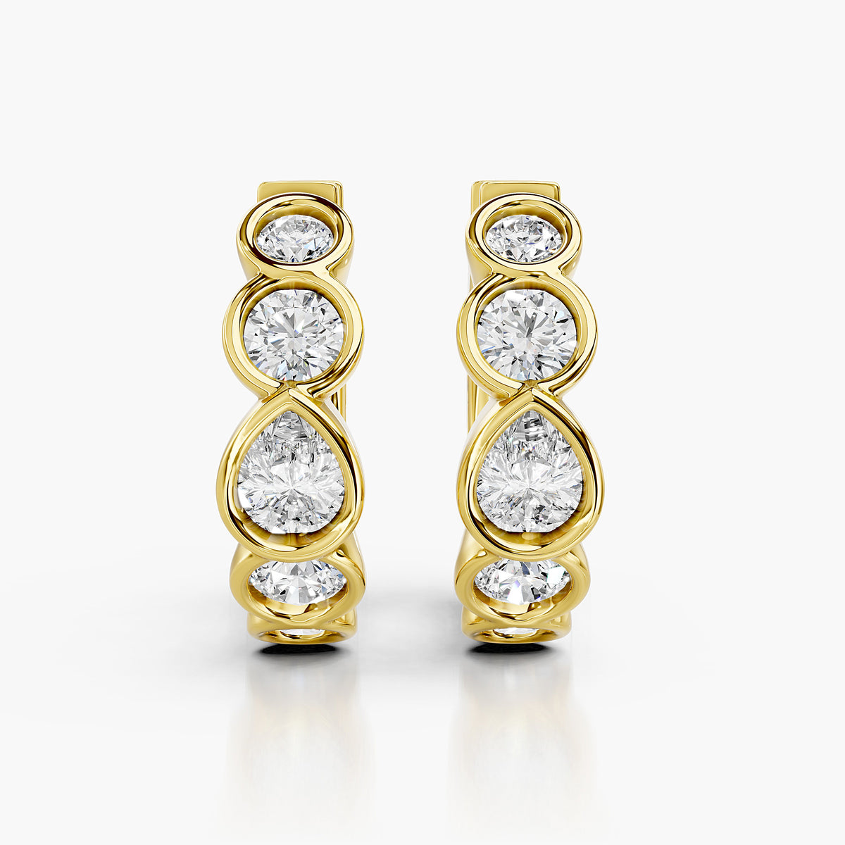 Elodie Mixed-Cut Diamond Hoops Earrings