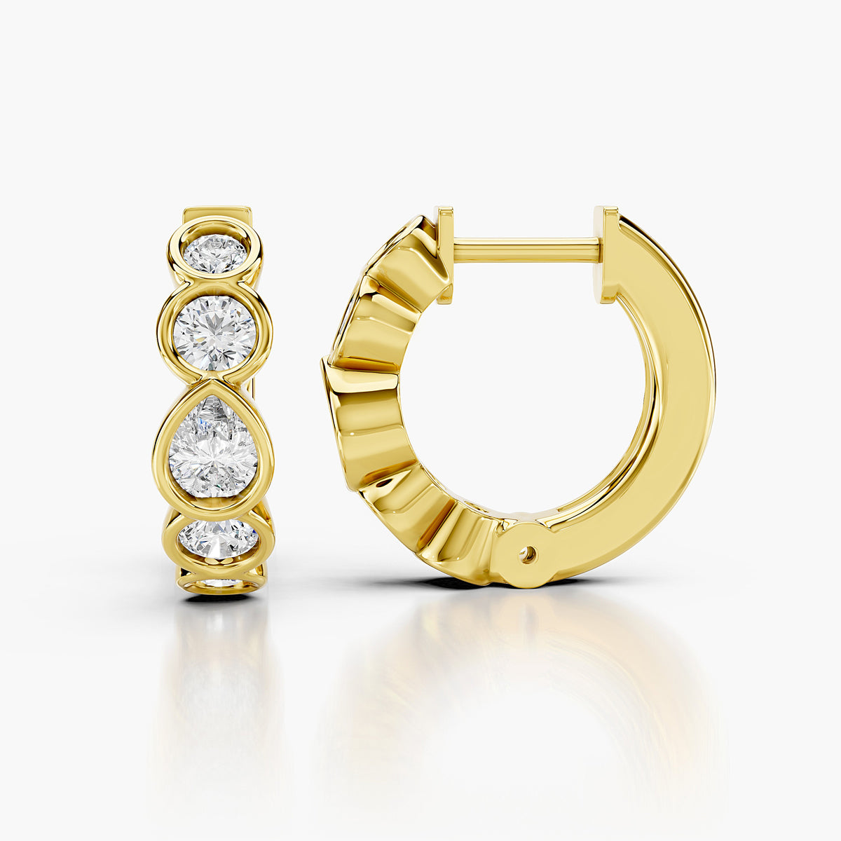 Elodie Mixed-Cut Diamond Hoops Earrings