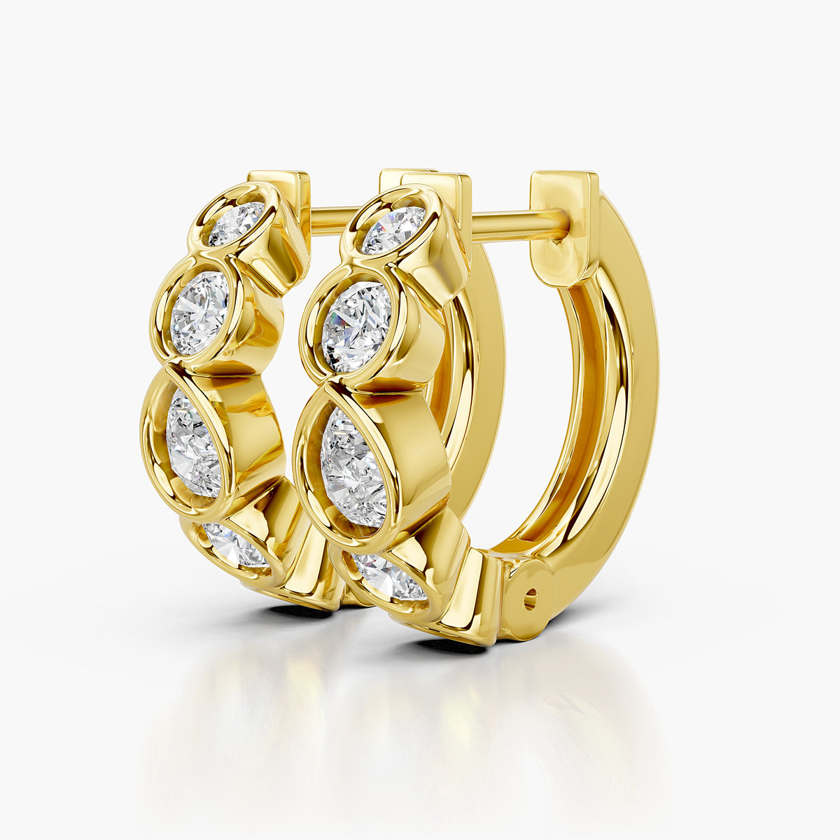 Elodie Mixed-Cut Diamond Hoops Earrings