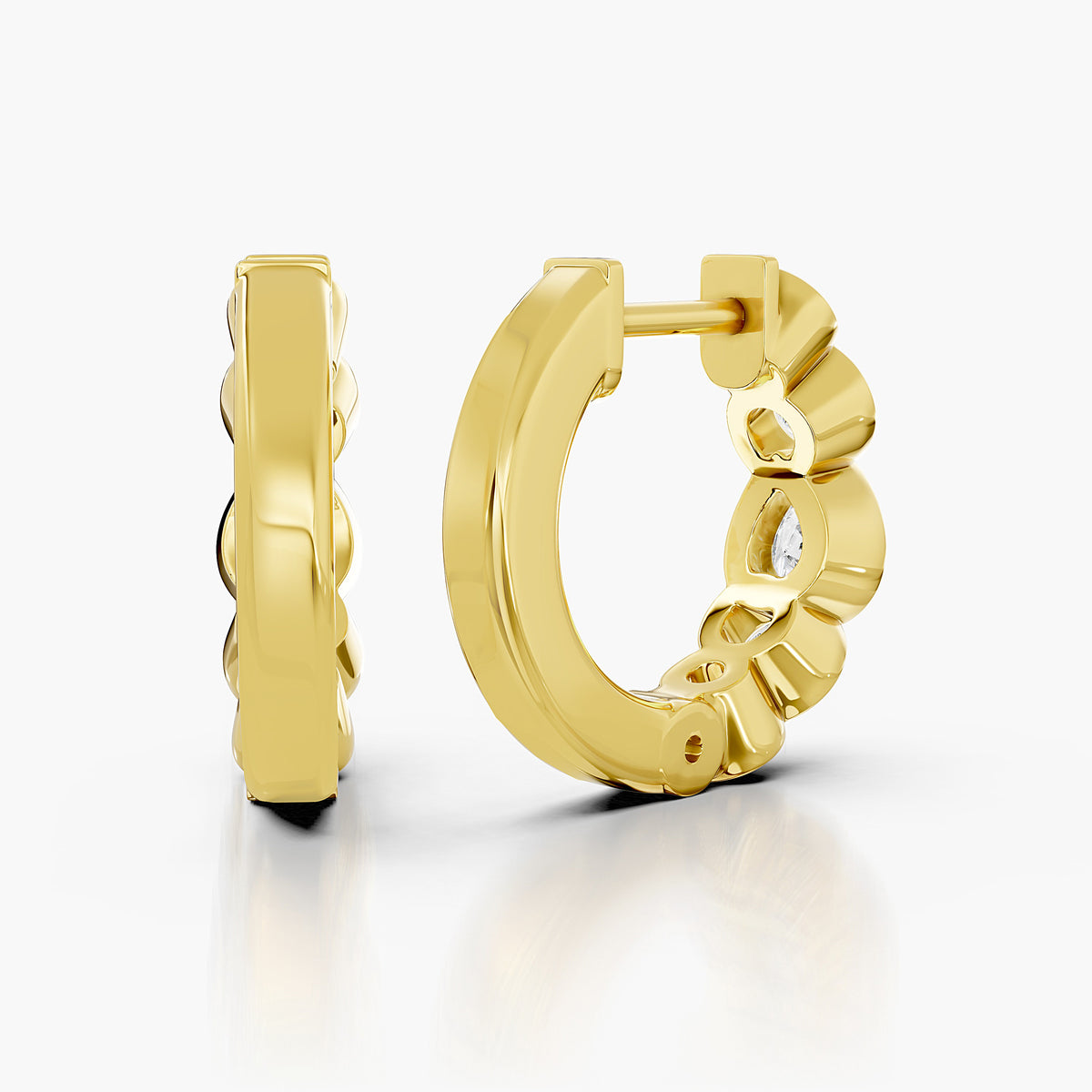 Elodie Mixed-Cut Diamond Hoops Earrings