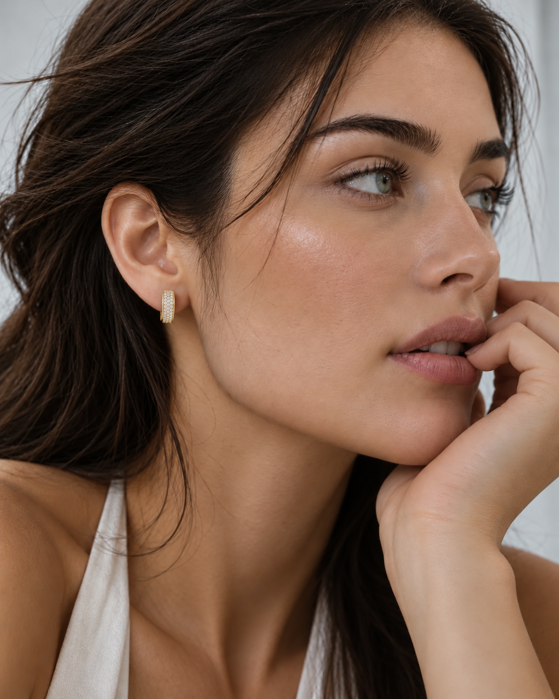 Elegant Diamond Pavé Huggie Earrings