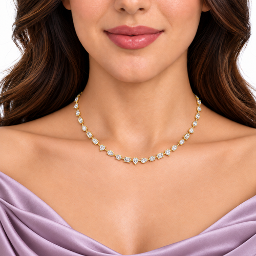 Alba Mixed-Cut Diamond Station Necklace