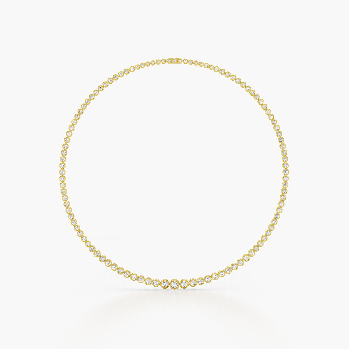 Aldridge Tennis Necklace featuring round lab-grown diamonds in a gold setting, ideal for special occasions and everyday wear.