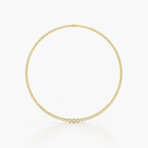 Aldridge Tennis Necklace featuring round lab-grown diamonds in a gold setting, ideal for special occasions and everyday wear.