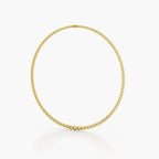 Aldridge Tennis Necklace featuring round lab-grown diamonds in a sleek gold setting, showcasing elegant design.