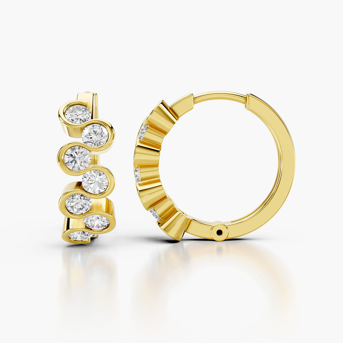 Zaria Bezel Diamond Hoop Earrings