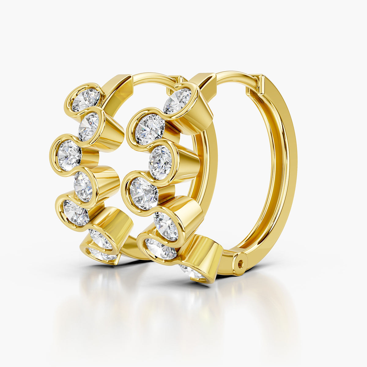Zaria Bezel Diamond Hoop Earrings