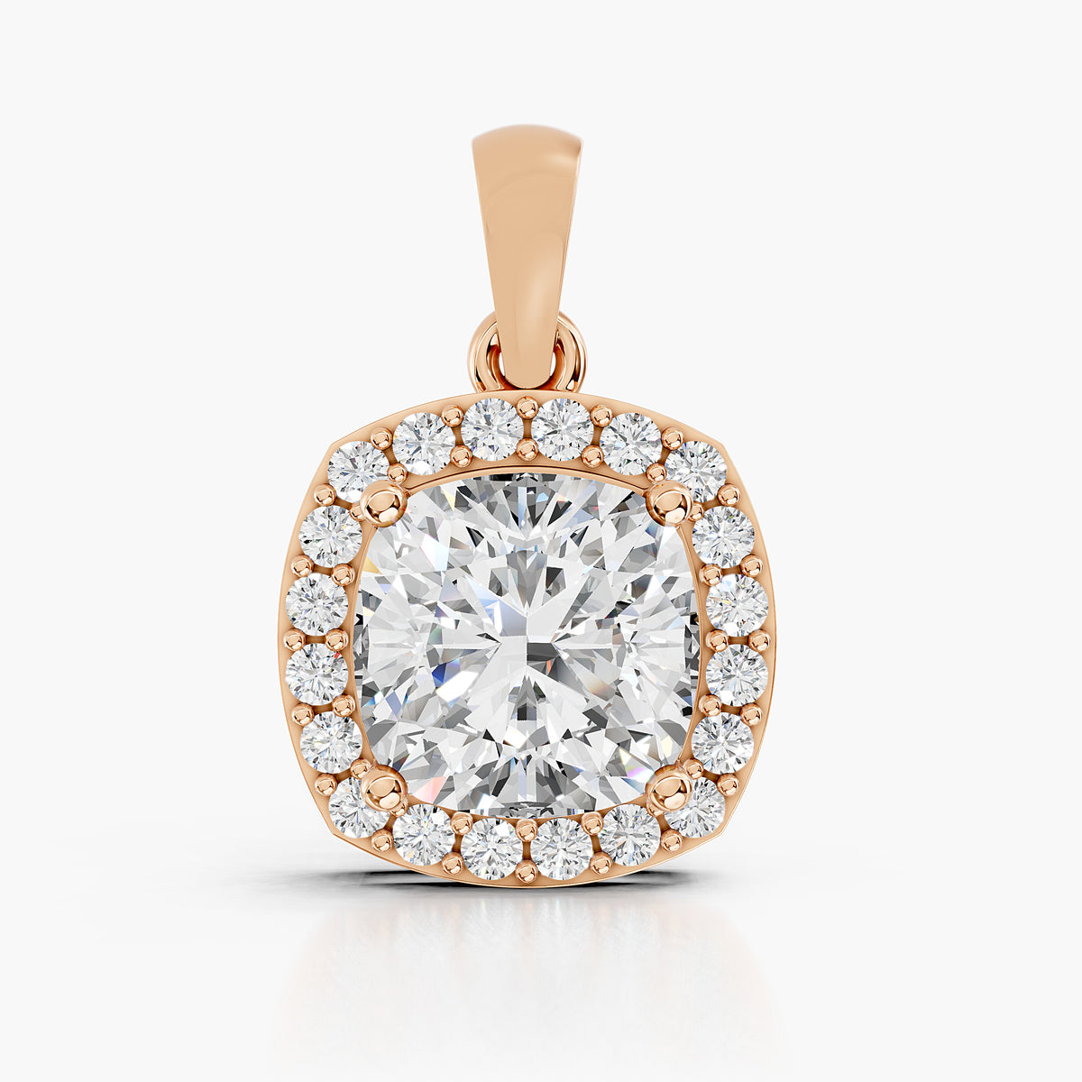 Aurelle Cushion Halo Diamond Pendant
