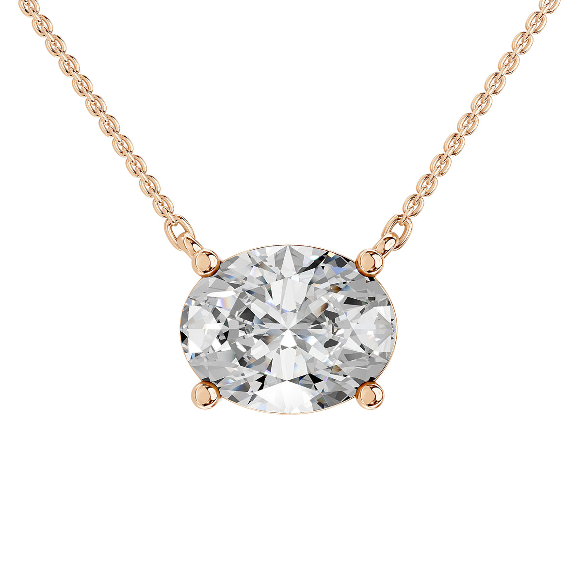Ayla Oval Diamond Solitaire Pendant Necklace