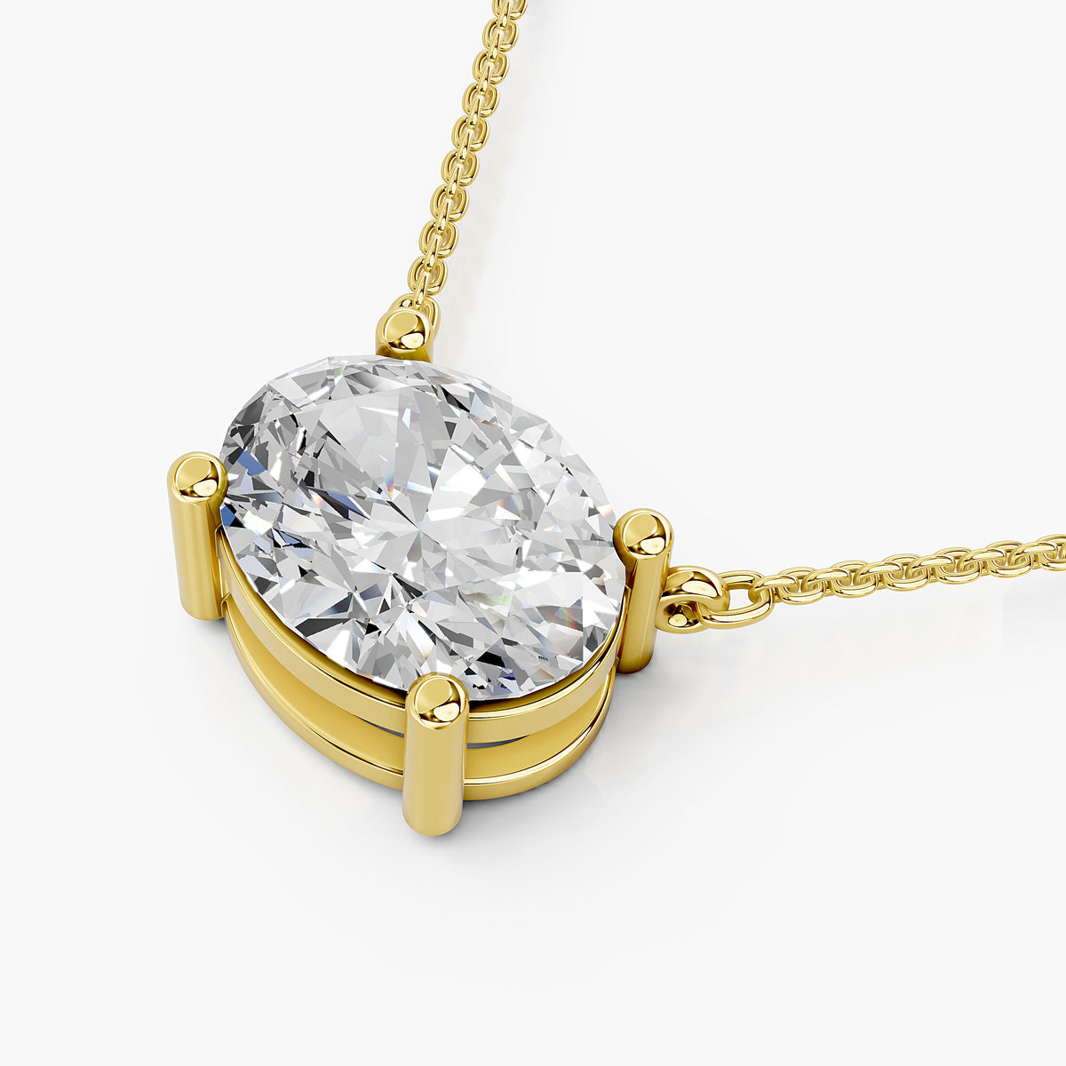 Ayla Oval Diamond Solitaire Pendant Necklace